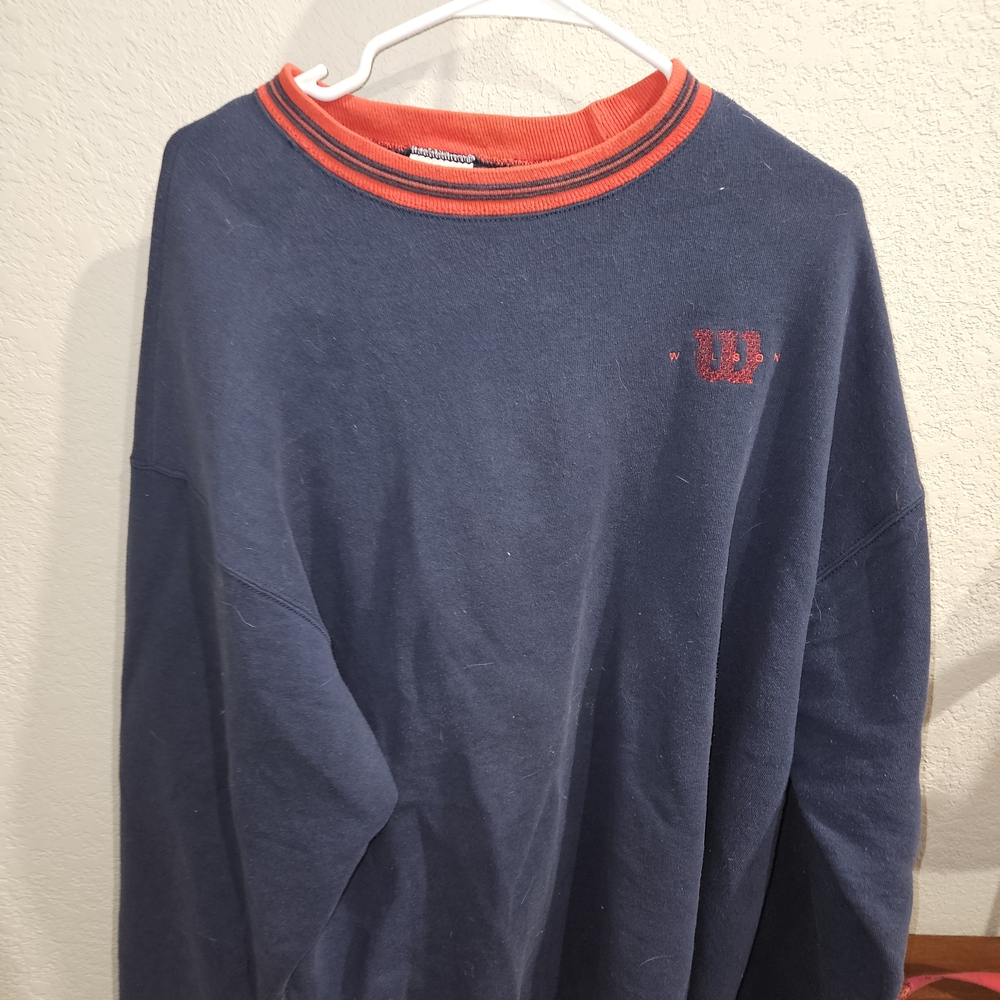 Wilson Navy Crewneck Sweater with Red Trim